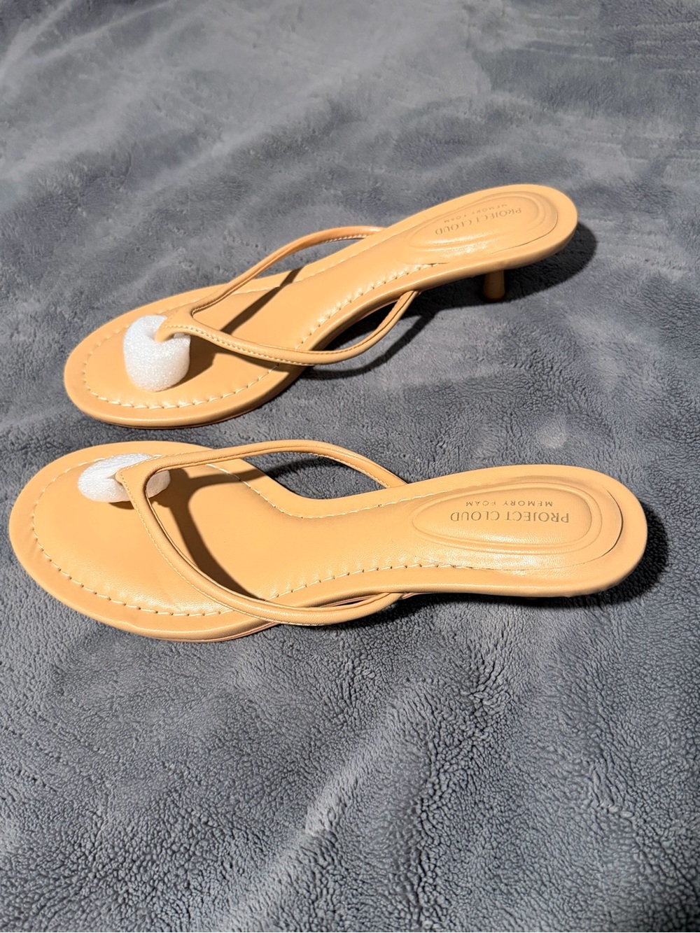 Project Cloud Tan Kitten-Heel Thong Sandals
